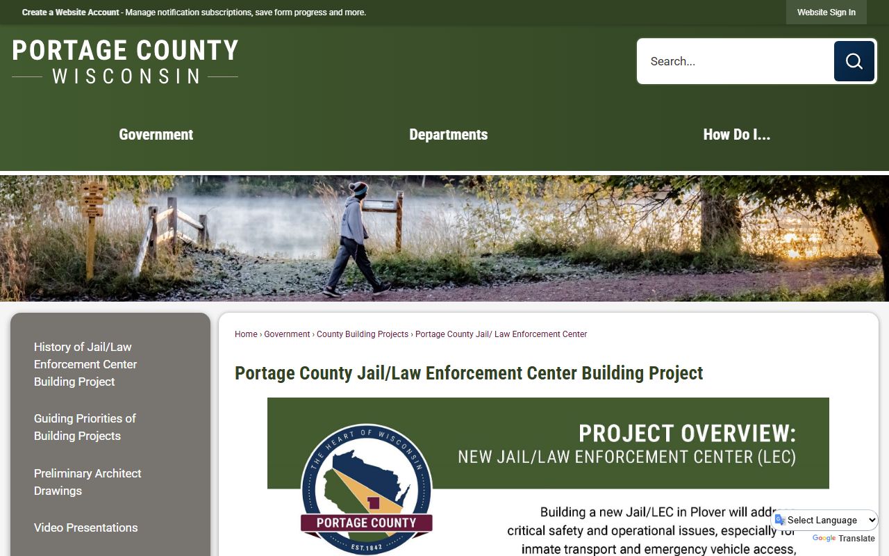 Portage County Jail inmate population and Law Enforcement Center building project page