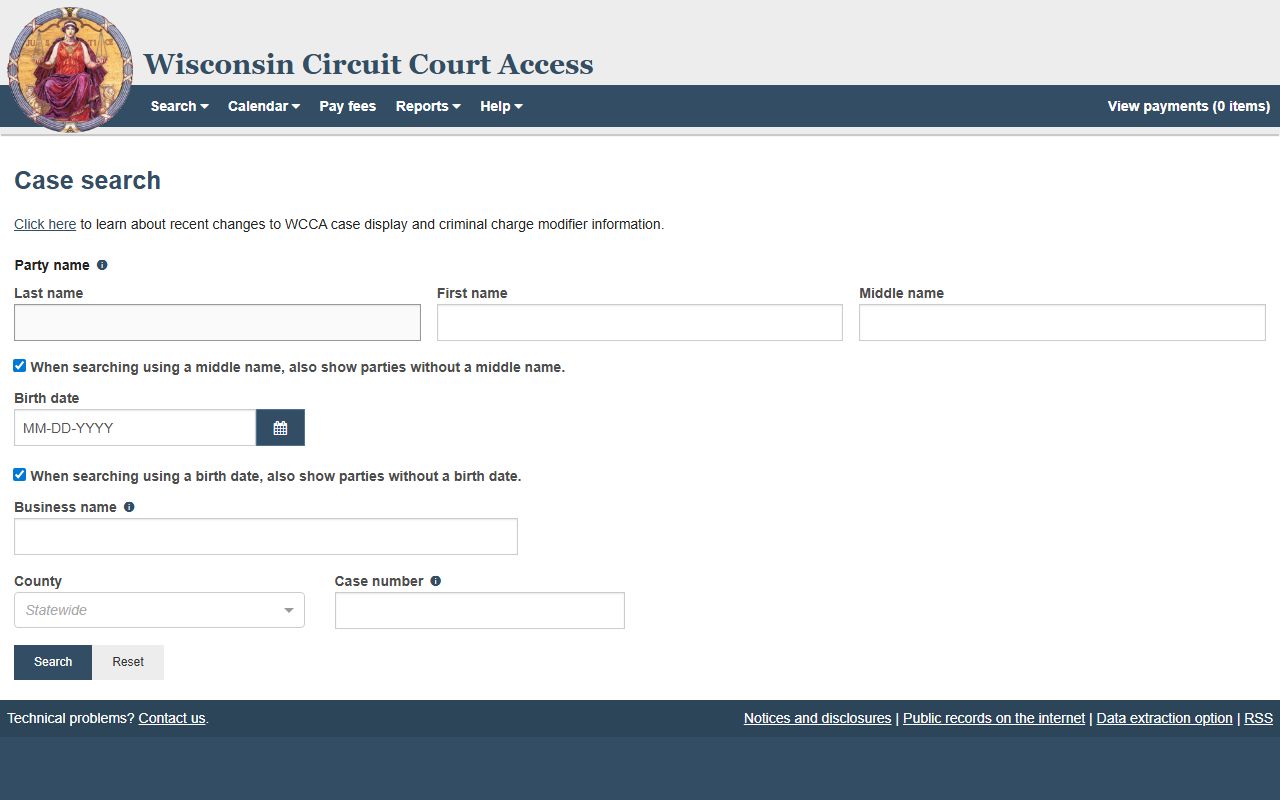 Portage County court records after jail arrest search on Wisconsin Circuit Court Access